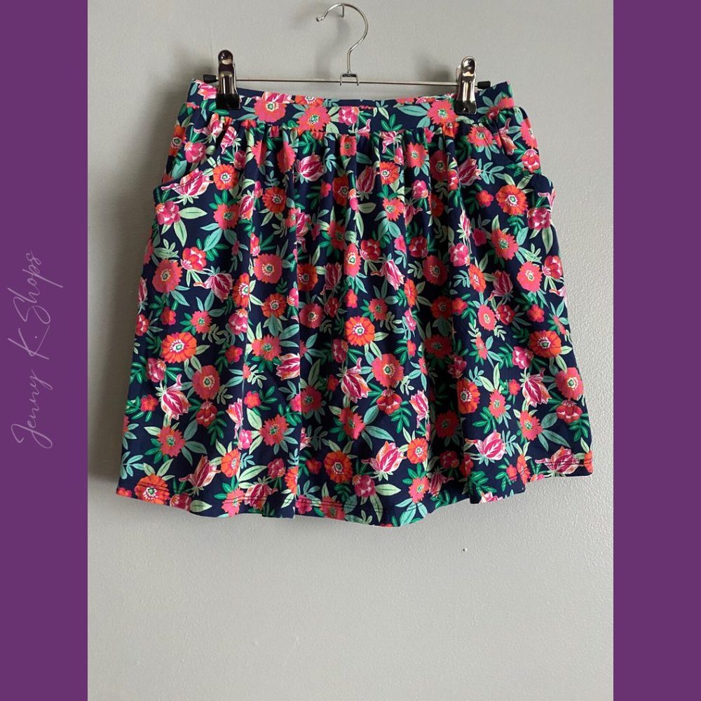 Lands' End | Flowey Pink & Green Skort w/ Navy Blue Shorts & Pockets | Size: XLG